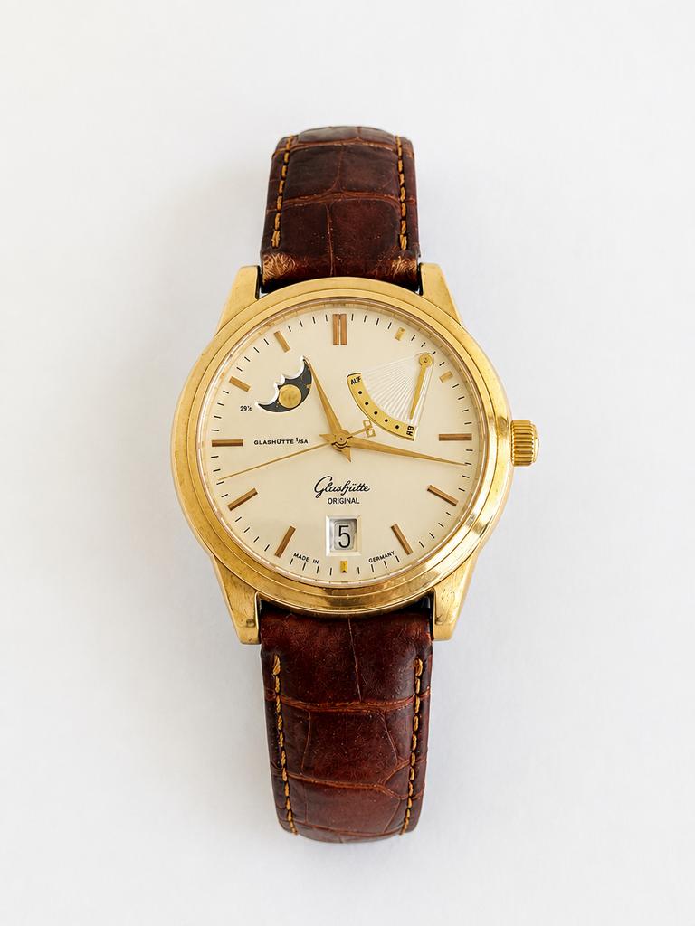 Glashütte Original Senator Moon Phase 18kt, Overige merken, Leer, Polshorloge, Ophalen of Verzenden