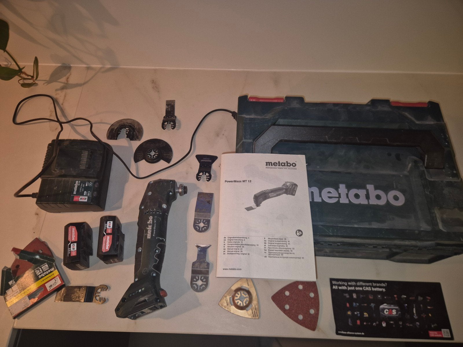 Metabo Multitool met 2 accu's en diverse opzetstukken, Ophalen of Verzenden, Gebruikt