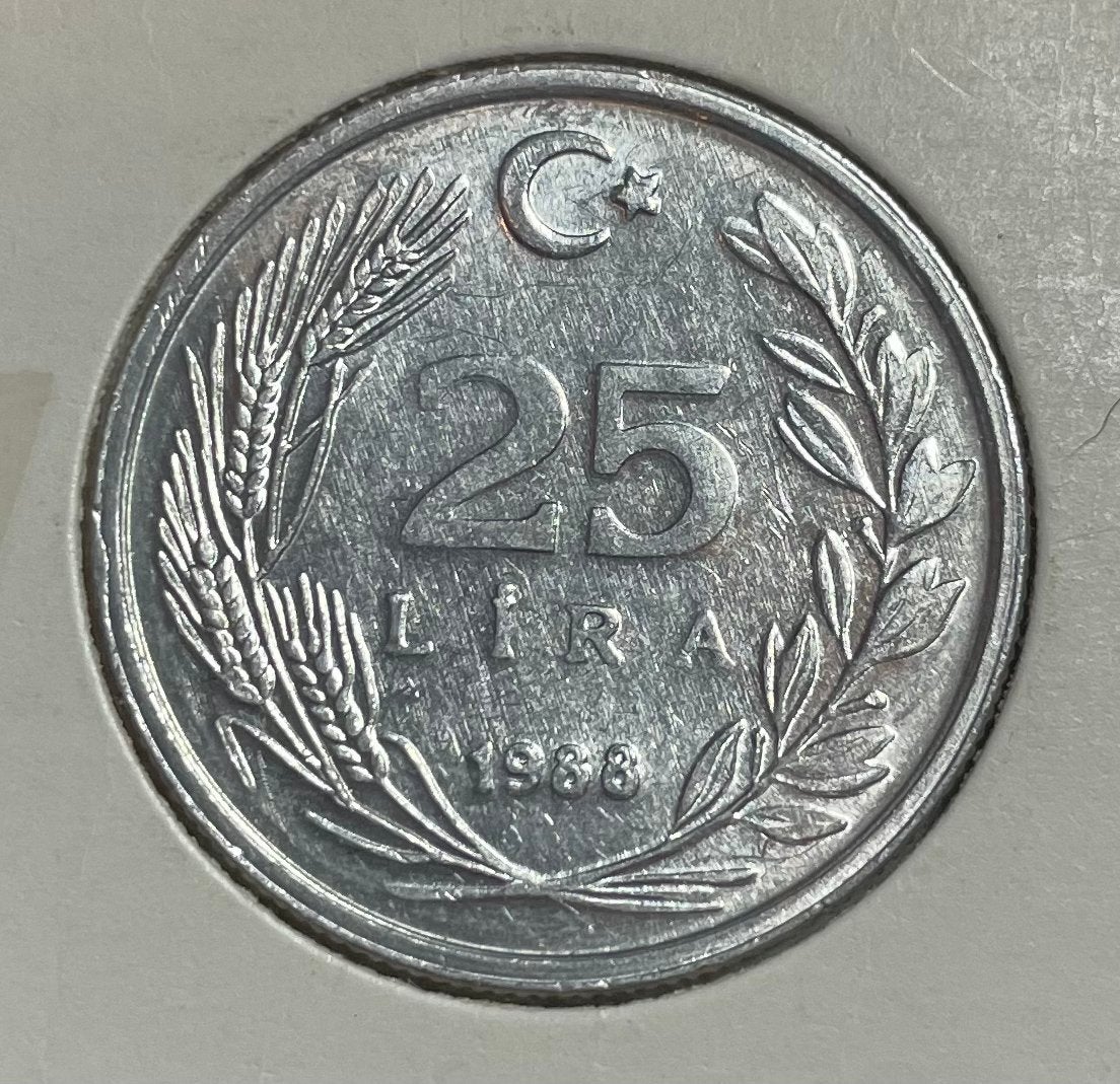 25 lira Turkije 1988, Ophalen of Verzenden