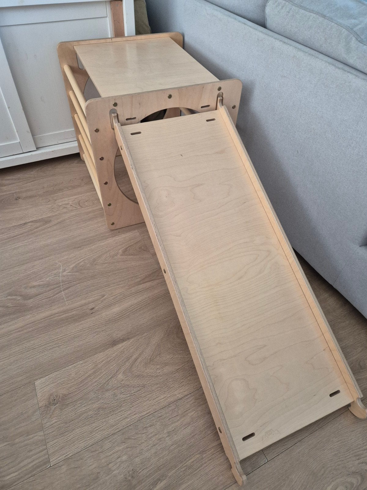 Houten klimrek met glijbaan/klimwand voor kinderen, Kinderen en Baby's, Ophalen, Zo goed als nieuw, Klimwand