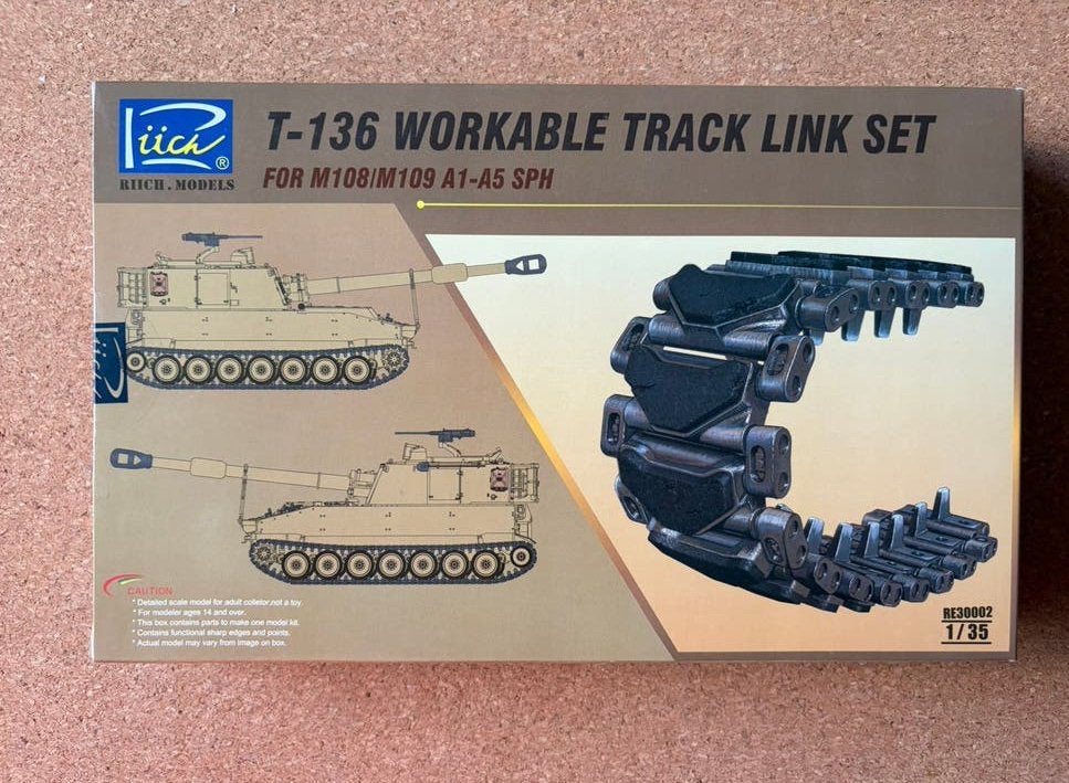 Riich RE30002 T-136 Track link Set M108/M109 A1-A5 SPH, Ophalen of Verzenden, Zo goed als nieuw, 1:32 tot 1:50, Overige merken