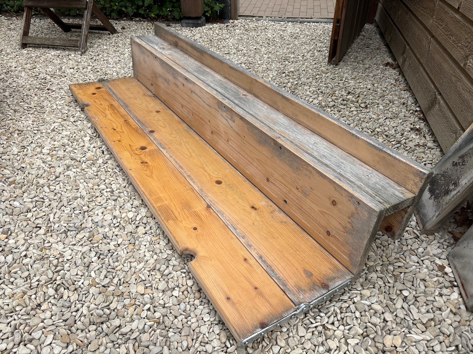 Steigerhouten balkonbar met RVS scharnieren en bevestiging, Ophalen, Gebruikt, Rechthoekig, Hout