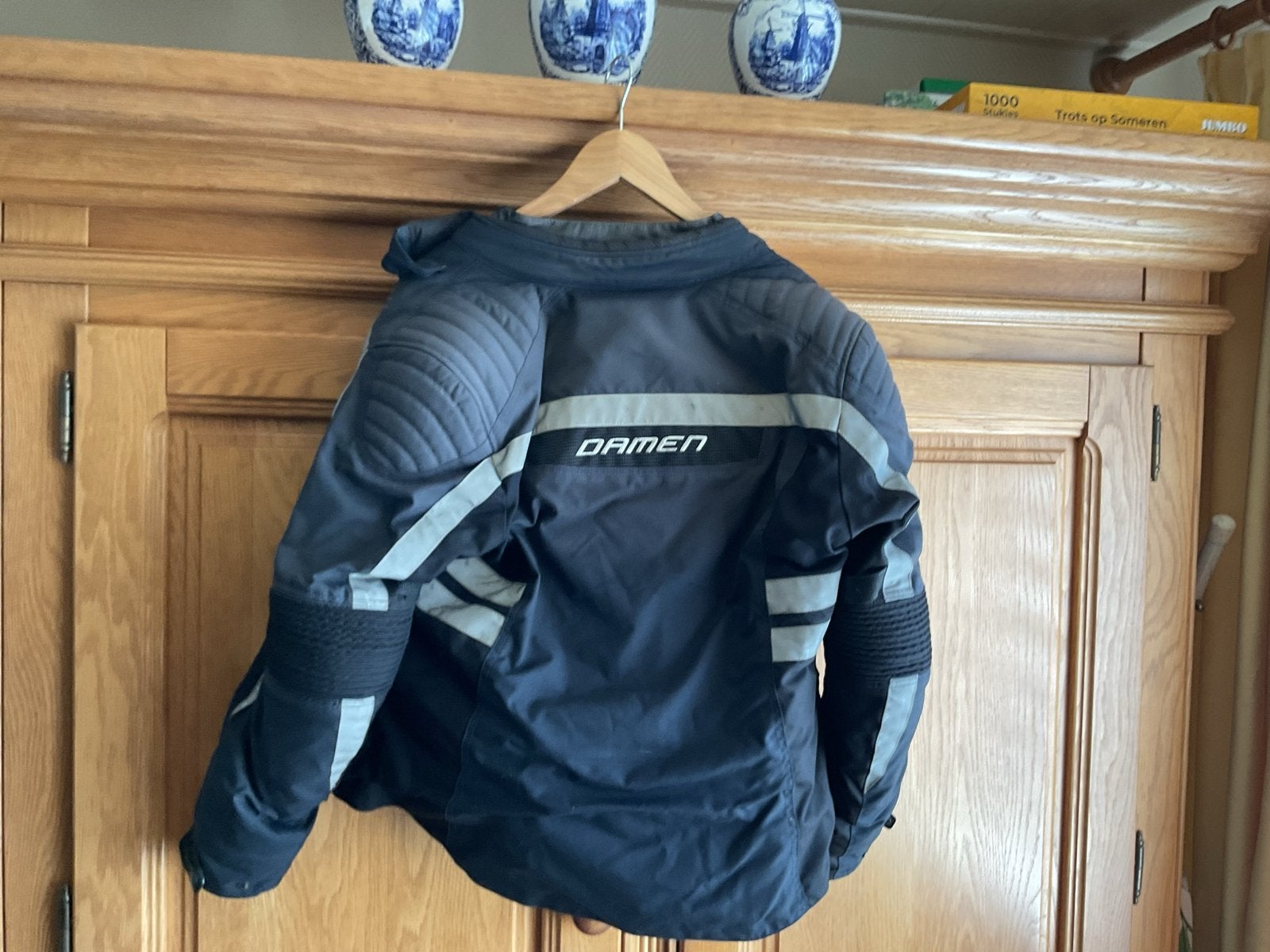 Damen motorjas dames, zwart/blauw, maat 44/46, 3-laags, Ophalen of Verzenden, Tweedehands, Dames, Jas | textiel