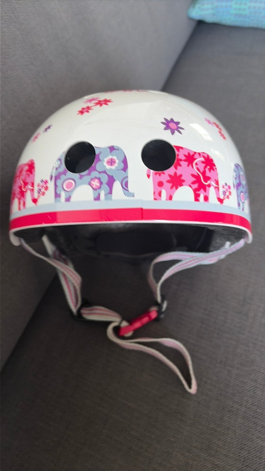 Micro kinderhelm (53-57cm) roze/paars met olifantjes, Ophalen, Gebruikt, S, Meisje