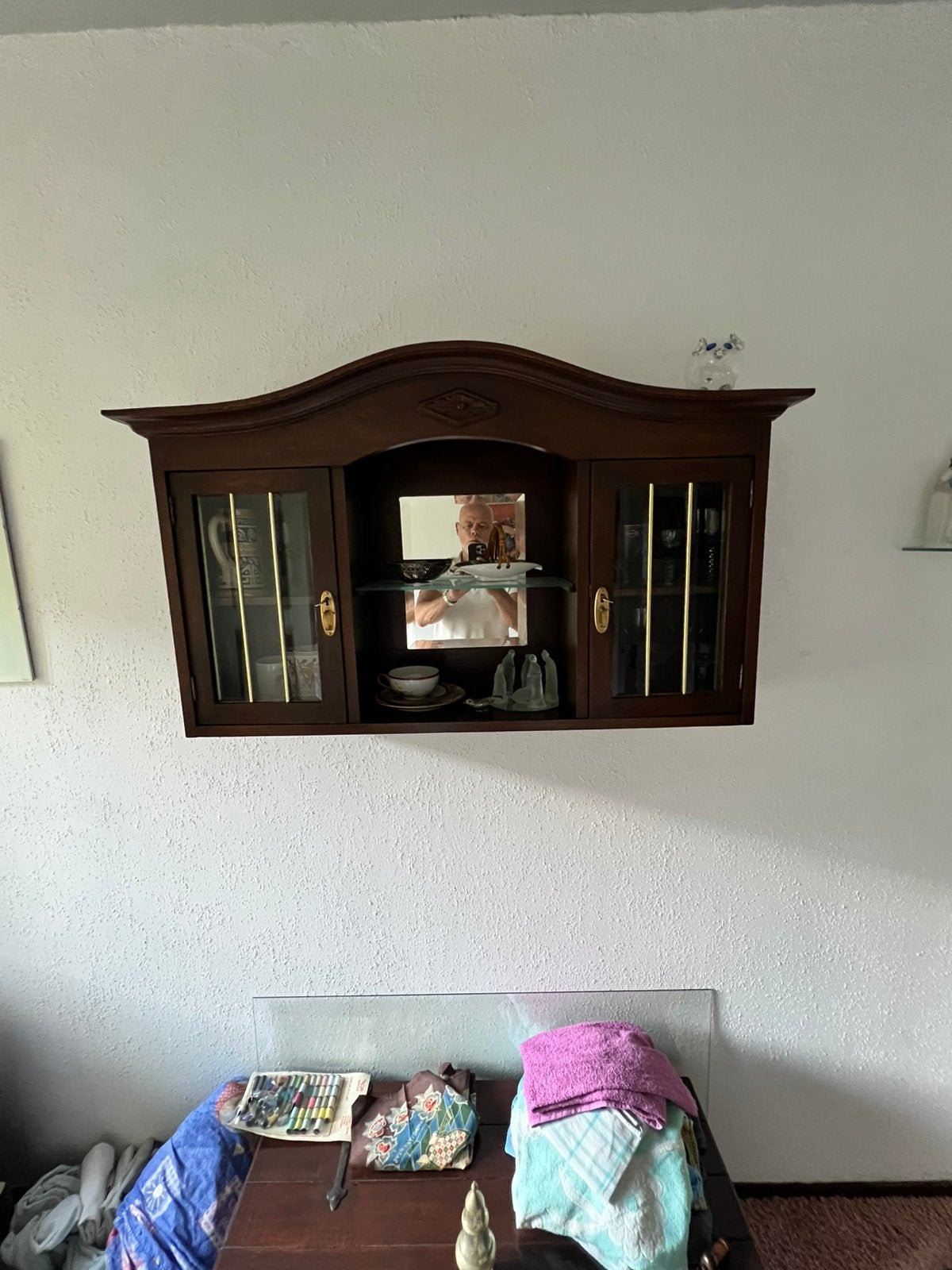 Klassieke wandvitrinekast / buffetkast – eiken uitstraling, Huis en Inrichting, Complete inboedels, Ophalen