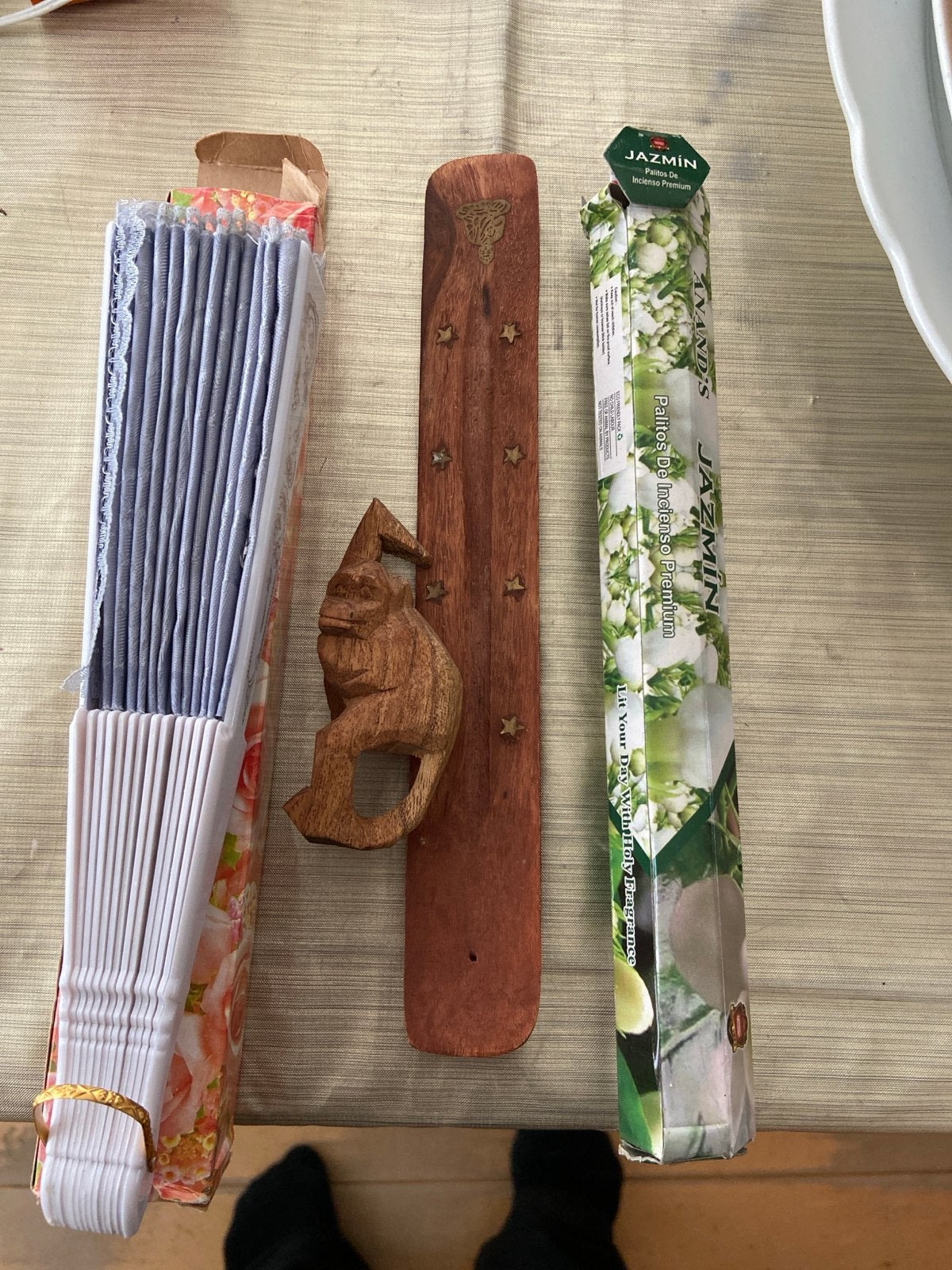 Waaier, wierook met houder - set, Ophalen, Hout, Meerkleurig, Oosters