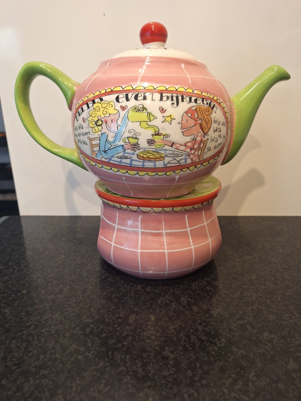 Blond Amsterdam theepot met theelicht, Ophalen of Verzenden, Zo goed als nieuw, Aardewerk, Blond Amsterdam