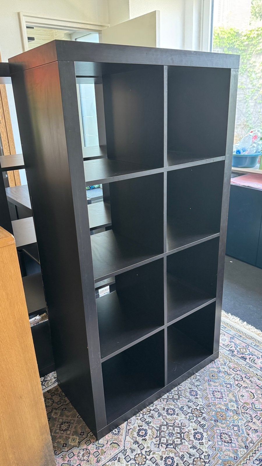 GRATIS IKEA KALLAX kasten incl. Bakken zwart bruin gebruikt, Ophalen, Zo goed als nieuw, Minder dan 150 cm, Minder dan 100 cm