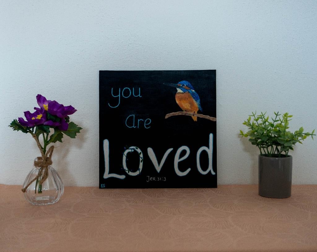 Schilderij 'You are loved' te koop, Antiek en Kunst, Kunst | Schilderijen | Klassiek, Ophalen of Verzenden