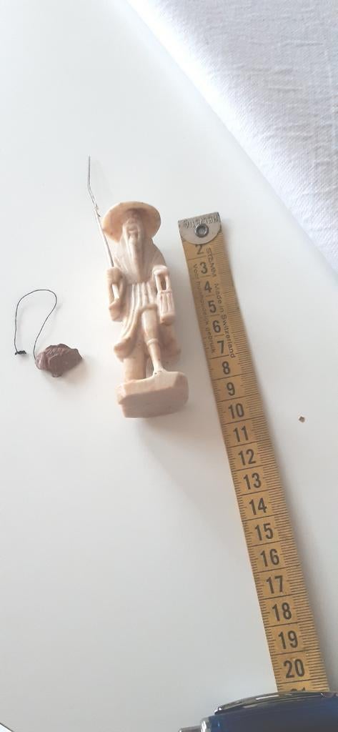 Steatiet ca 1900 charmant chinees vissertje m hengel en vis, Antiek en Kunst, Overige typen, Overige onderwerpen, Minder dan 20 cm