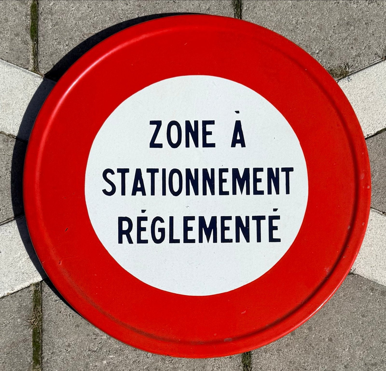 Oud Frans verkeersbord parkeerverbod 50 cm, Ophalen