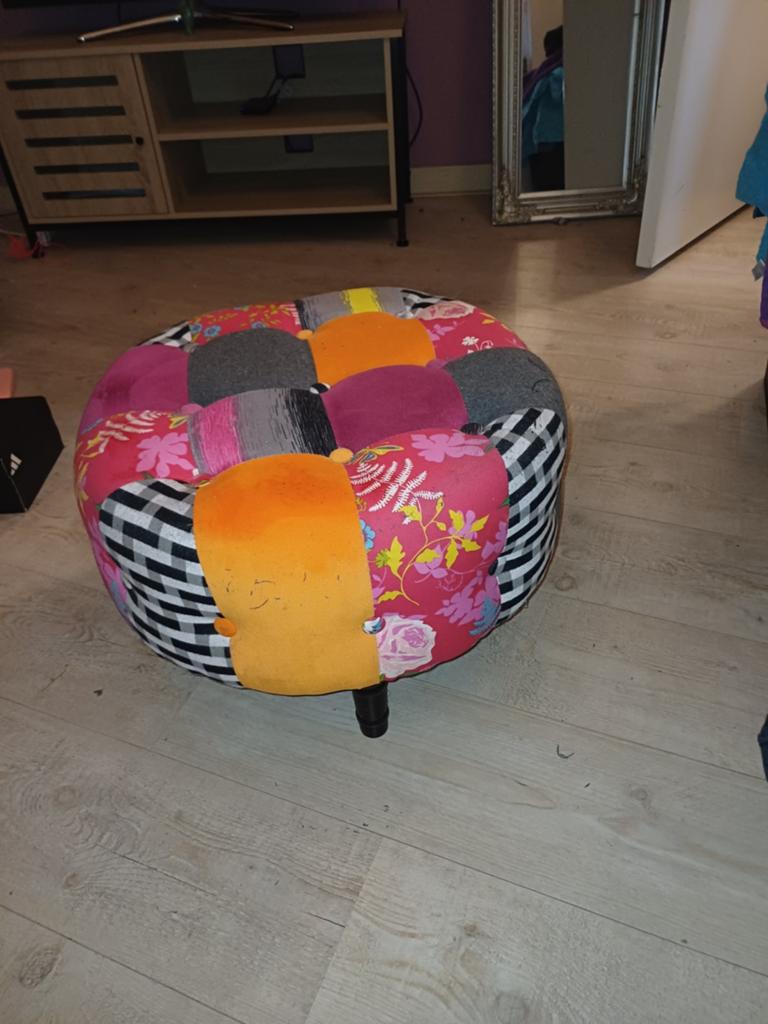 Kleurige poef, Ophalen, Rond, Minder dan 50 cm, Minder dan 50 cm
