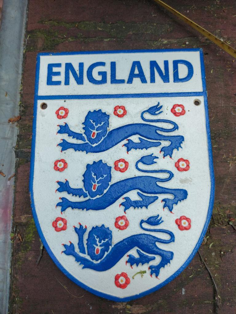 Gietijzeren plaat familie wapen VEEN ENGLAND 3 leeuwen kado, Ophalen of Verzenden, Overige onderwerpen
