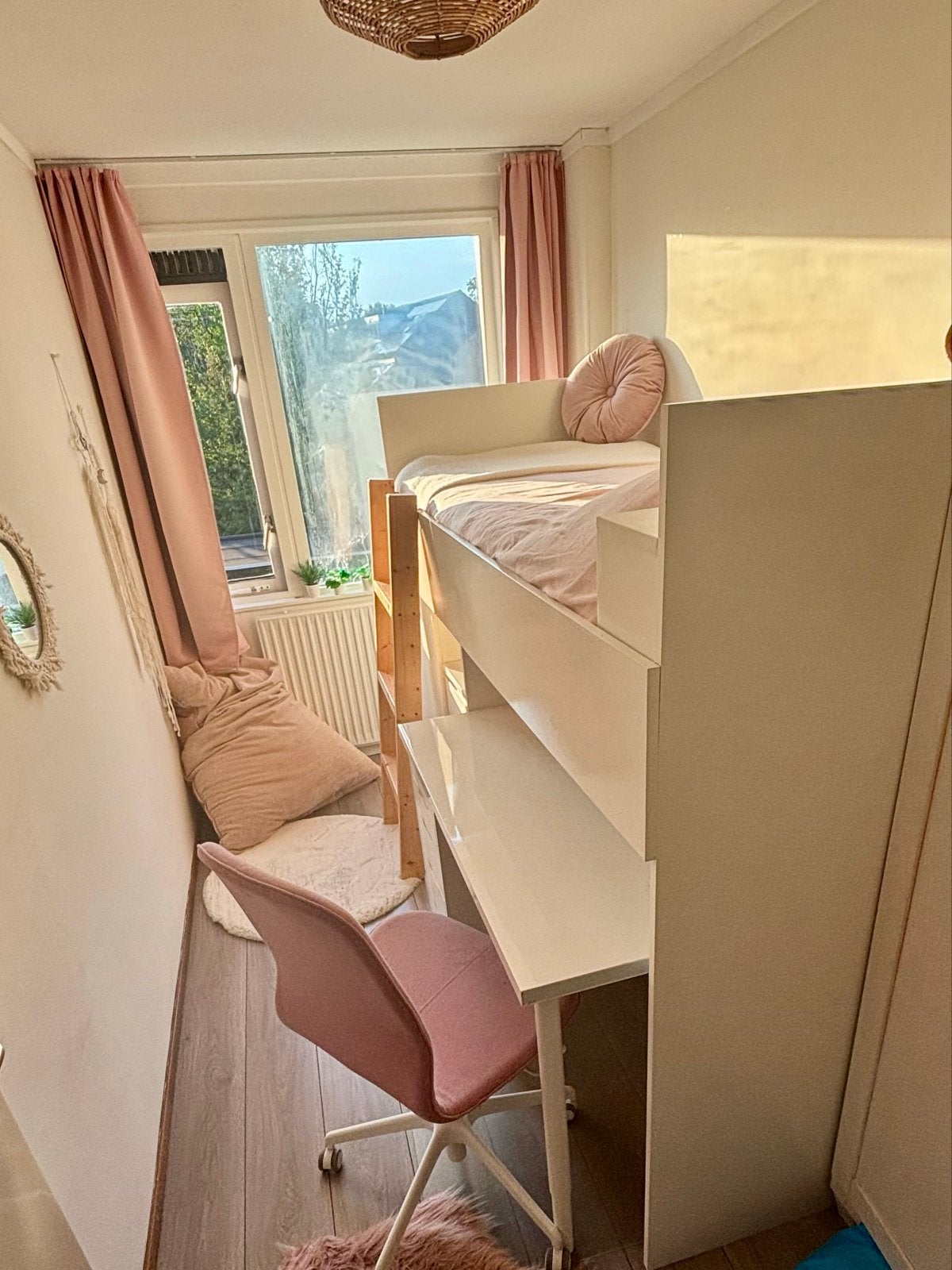 Halfhoogslaper met opbergruimte en bureau, Ophalen, 85 tot 100 cm, Gebruikt, Hoogslaper of Stapelbed