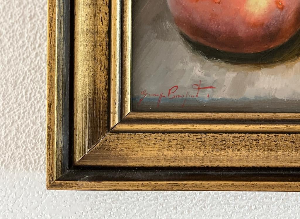 Schilderij pruimen op paneel. Giuseppe Cacciapuoti., Ophalen