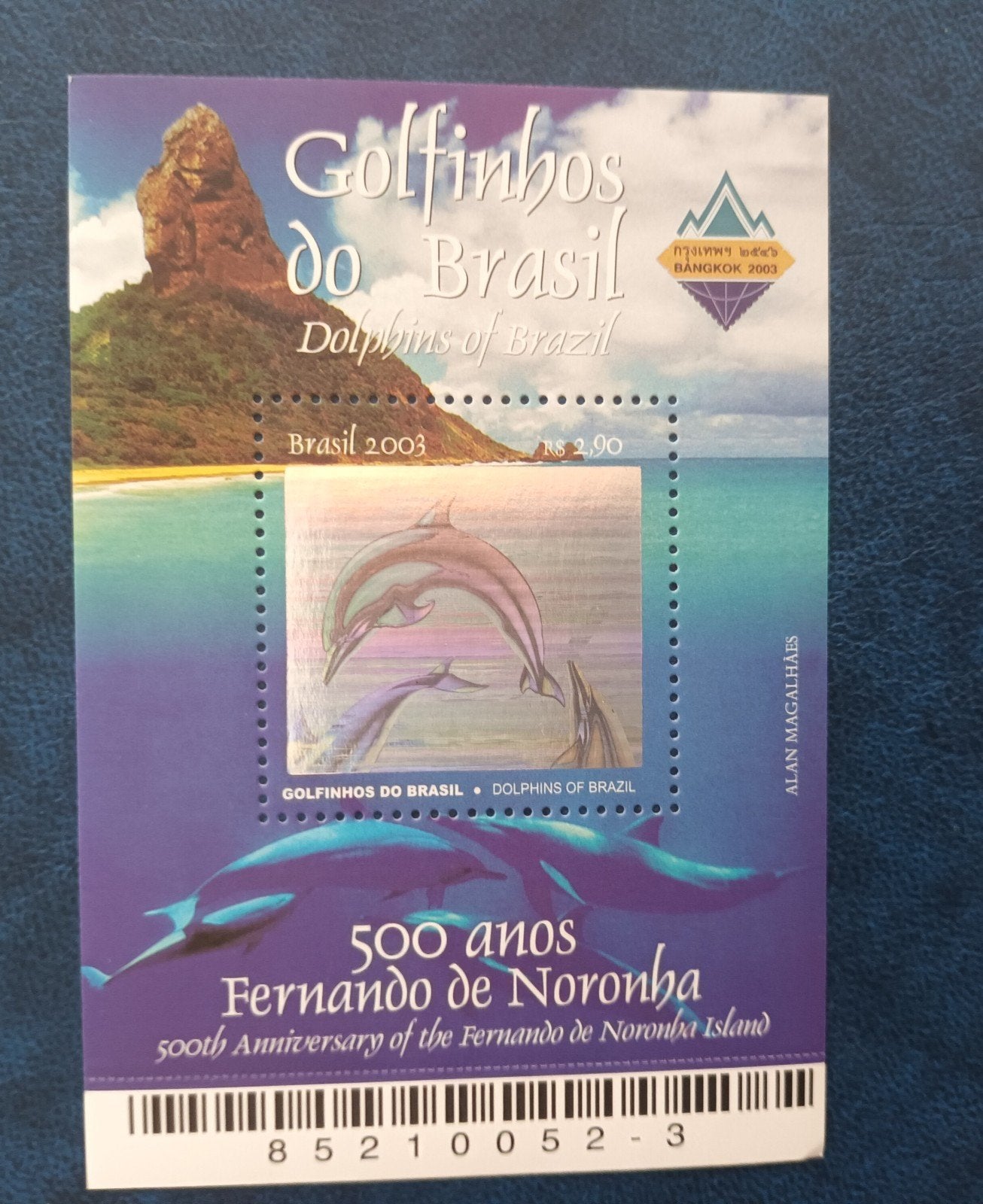 brazilie 2003 block dolfijnen hologram MNH, Verzenden, Postfris, Zuid-Amerika