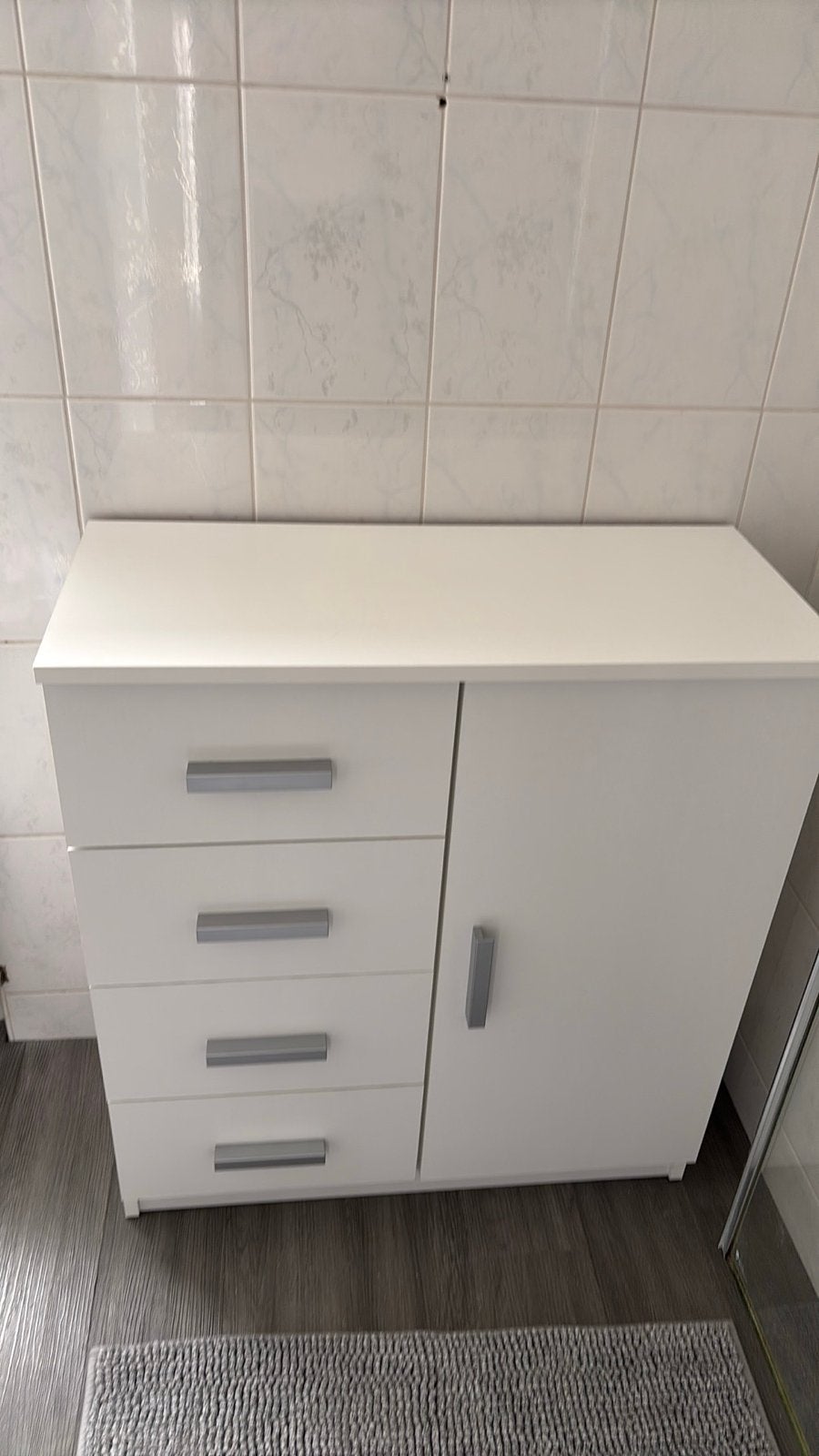 Witte ladekast met deur, Ophalen, Kunststof, 100 tot 150 cm, Zo goed als nieuw