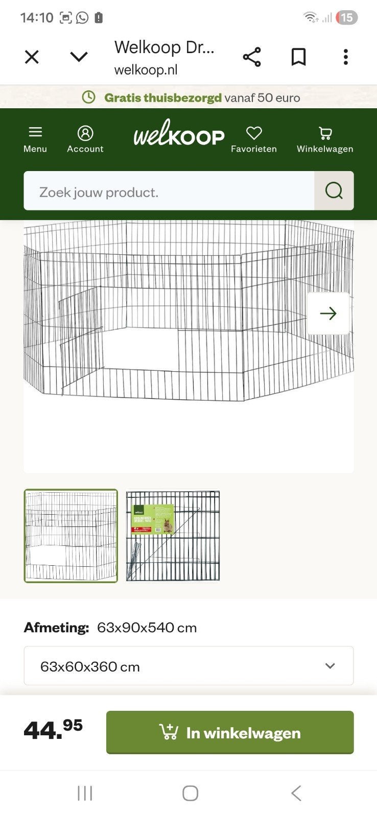 Konijnenren of puppyren, Kooi, Minder dan 75 cm, Zo goed als nieuw, Ophalen