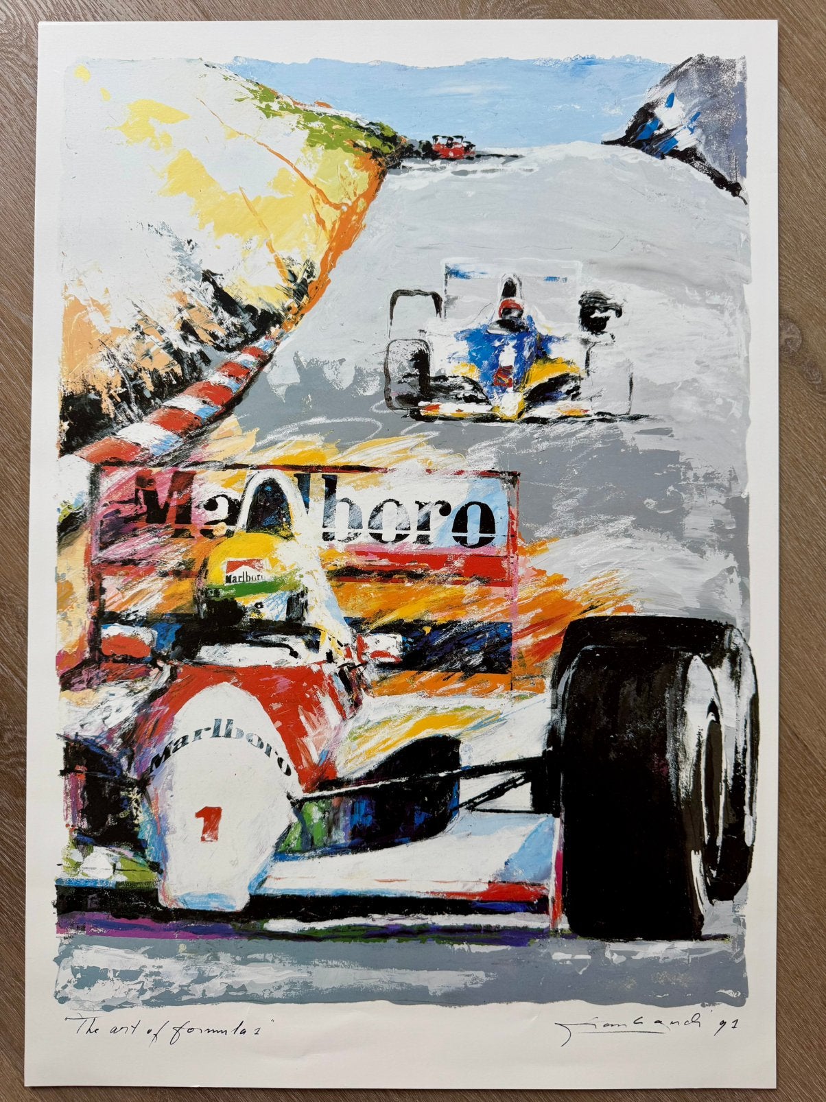 2x een Litho van Ayrton Senna Frank Gude Marlboro Grandprix, Ophalen of Verzenden, Sport, Overige techniek
