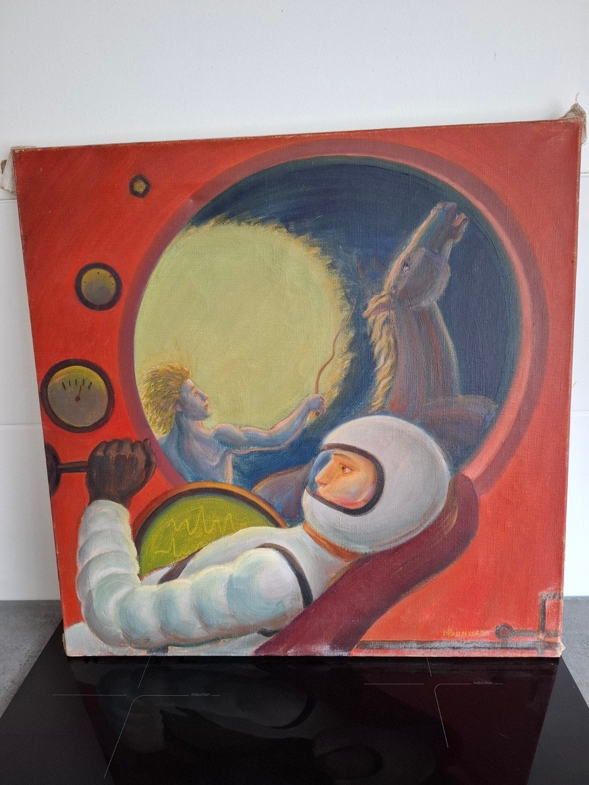 sciencefiction space age kunst schilderij j Bongers, Ophalen