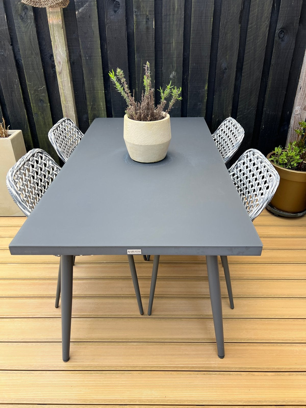 Design tuinset van Lifestyle en stoelen van Domani, Ophalen, Zo goed als nieuw, Eettafel