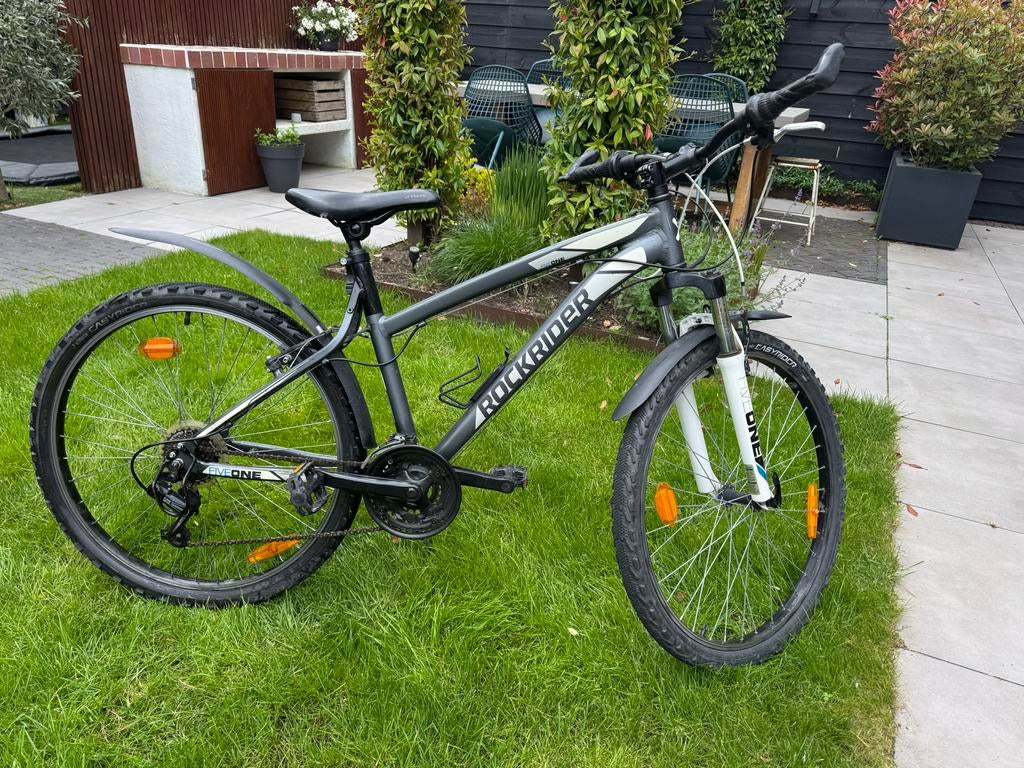 Rockrider mountainbike 26 inch grijs en wit, Gebruikt, Hardtail, 53 tot 57 cm, Ophalen