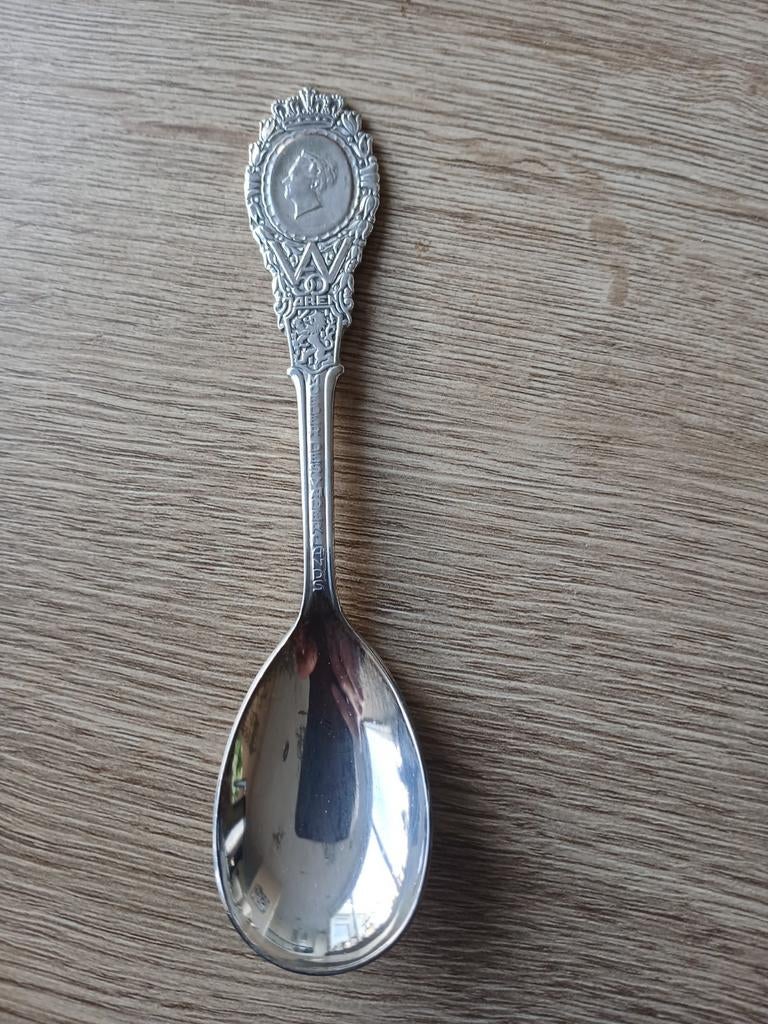 Zilveren herdenkingslepel Wilhelmina 1898-1948, Ophalen of Verzenden