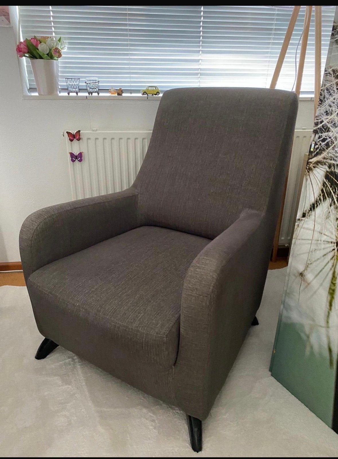 Comfortabele donkerbruine fauteuil, Huis en Inrichting, Fauteuils, Ophalen, 75 tot 100 cm, Zo goed als nieuw, Stof
