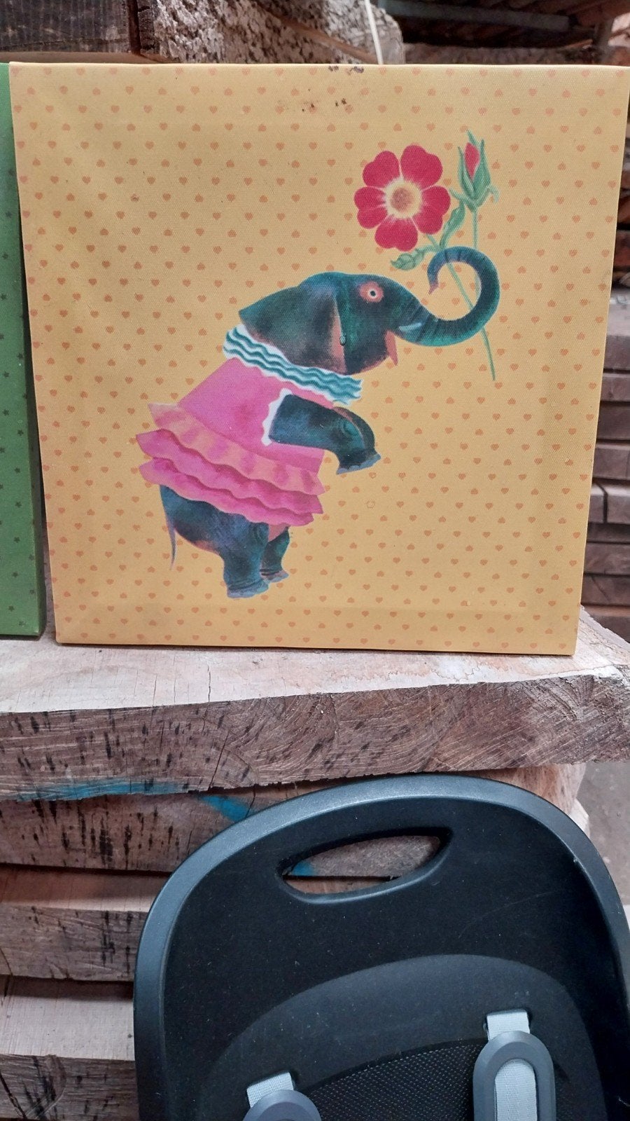 2 leuke kinder canvas schilderijen: Olifant en Leeuw, Ophalen of Verzenden, Gebruikt