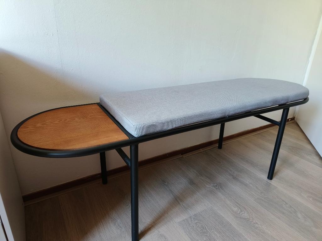 Afgerond bankje staal & hout, Huis en Inrichting, Ophalen, Gebruikt