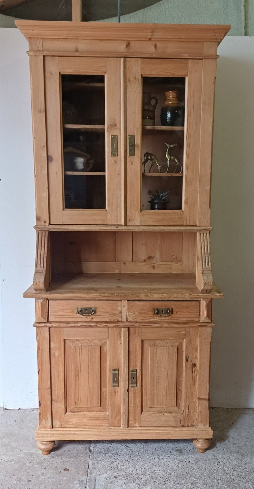 Vintage antiek massief grenen buffetkast, Gebruikt, 200 cm of meer, 25 tot 50 cm, 50 tot 100 cm