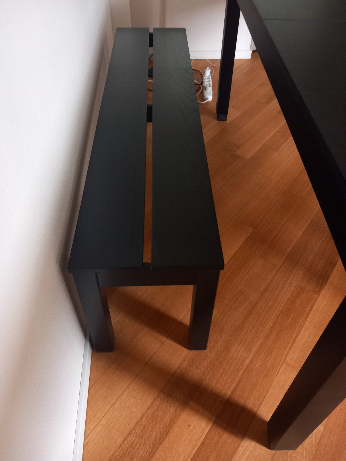 Zwart houten bankje - 160x44x35 cm, Ophalen, Gebruikt, Minder dan 75 cm, 150 tot 200 cm