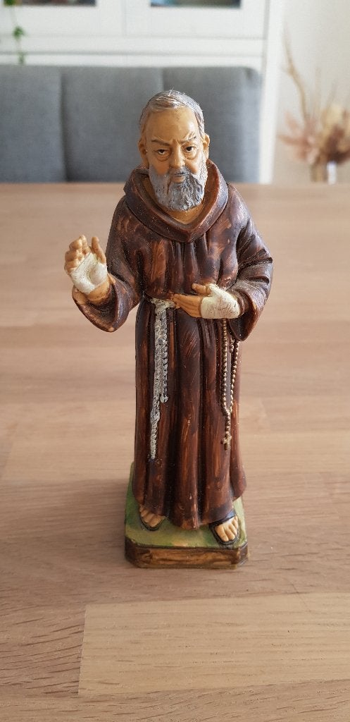 Vintage Italiaans Heiligenbeeld Pater Pio, Ophalen of Verzenden, Gebruikt, Beeld(je), Christendom | Katholiek
