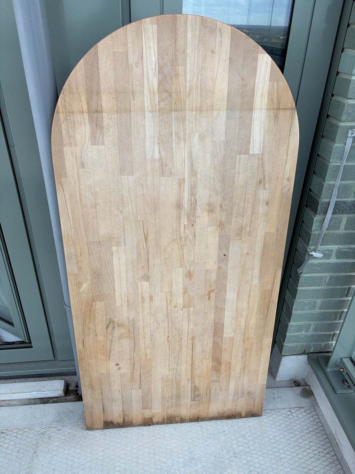 Massief houten tafelblad - moet geschuurd en behandeld, Ophalen, Gebruikt, 50 tot 100 cm, Overige vormen