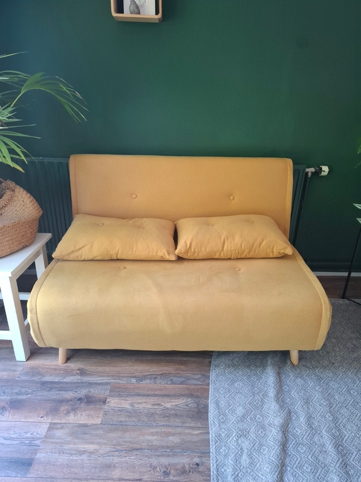 Bedbank, weinig gebruikt, Ophalen, Geel, Tweepersoons, 190 cm of minder