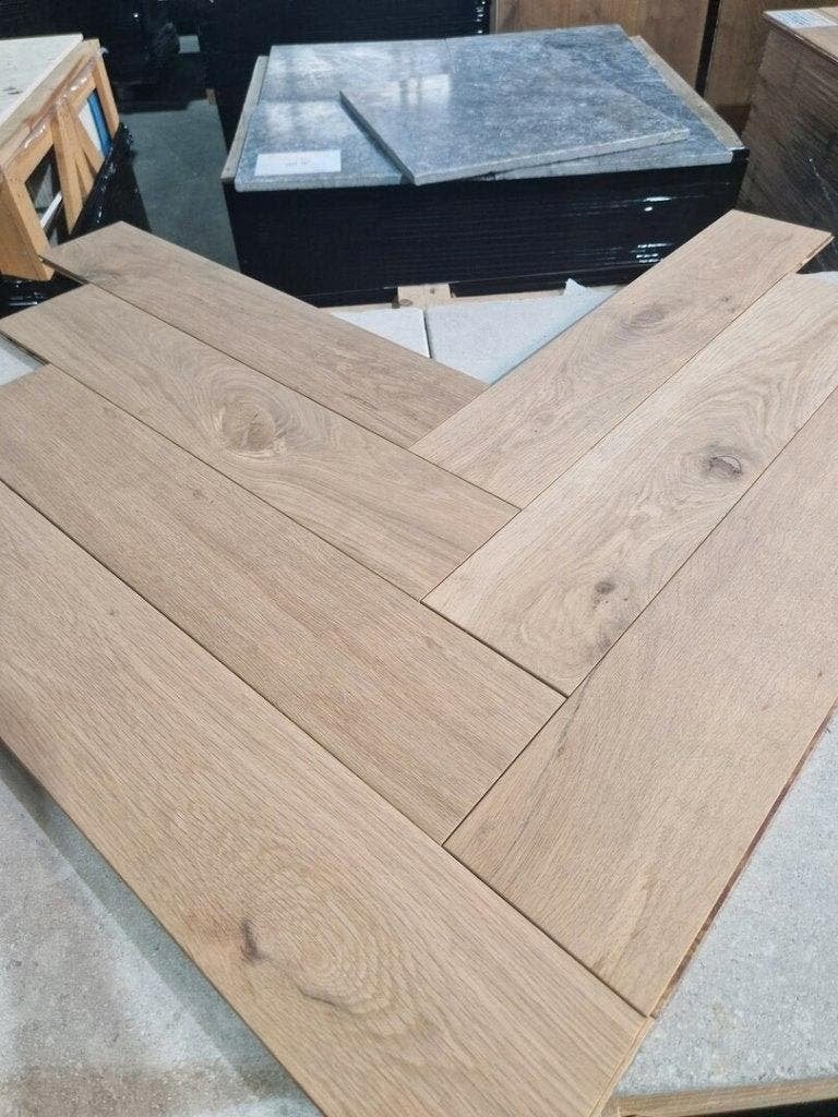 Eiken visgraat vloer 150mm breed 750mm lang!, Ophalen, Nieuw, 75 m² of meer, Parket