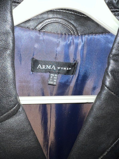 ARMA LEDER Leren blazer jasje zwart maat 42, Verzenden, Zwart, Maat 42/44 (L), Zo goed als nieuw