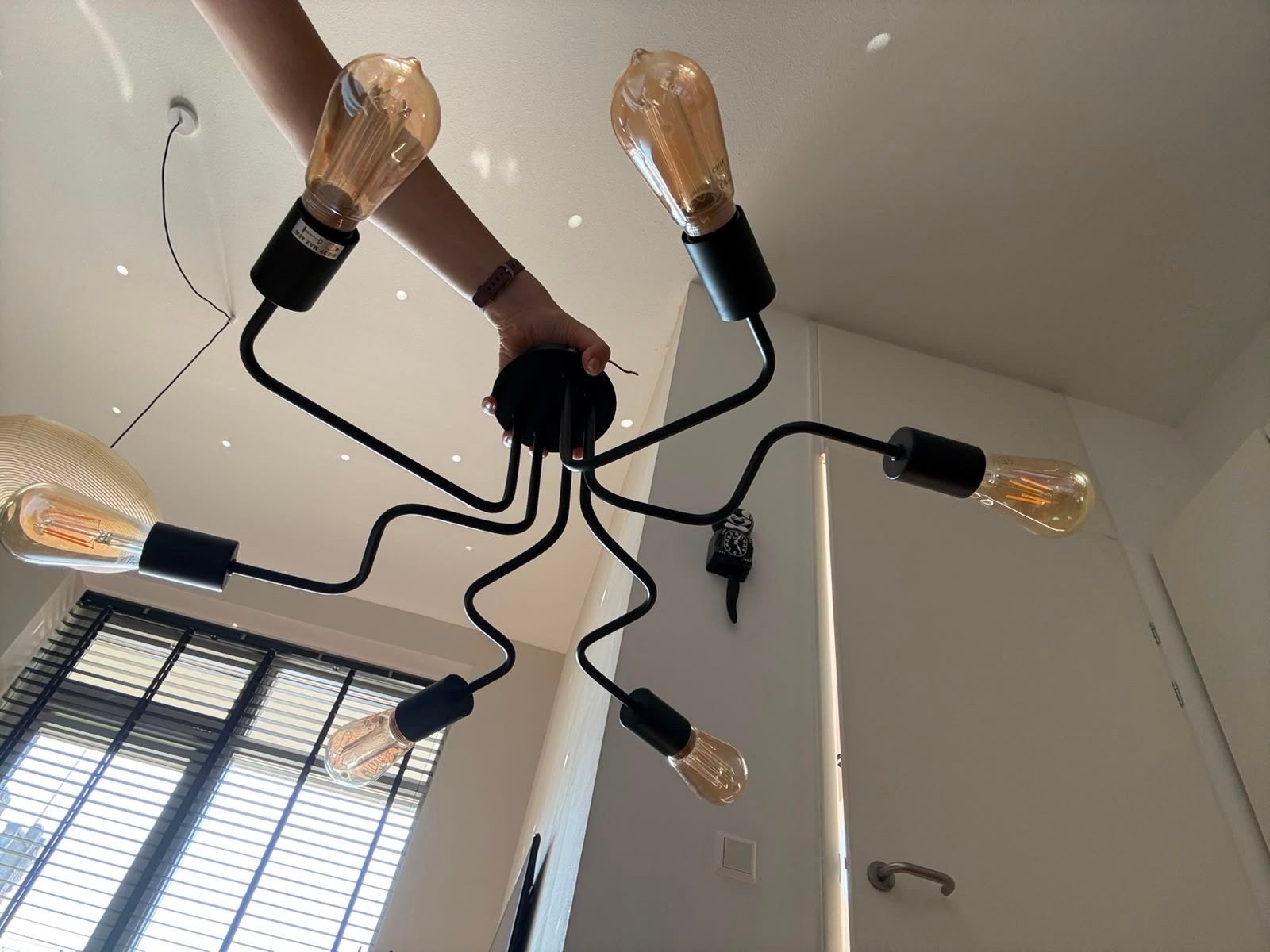 Lucide Plafondlamp / Plafonnière 6xE27 Zwart Industrieel, Huis en Inrichting, Lampen | Plafondlampen, Ophalen, Gebruikt, Verstelbaar