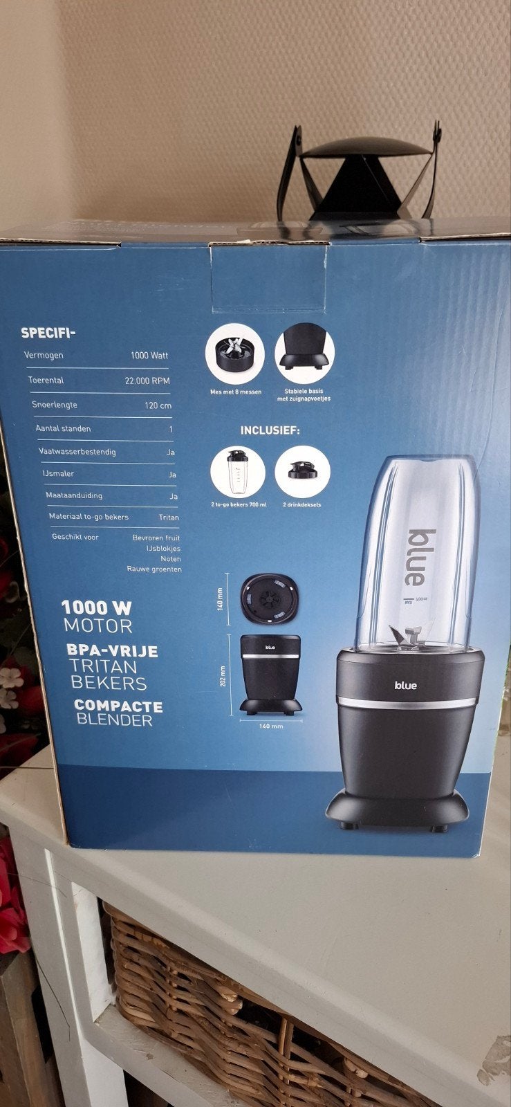 Blue Compacte Blender 1000W met BPA-vrije Tritan Bekers, Ophalen of Verzenden