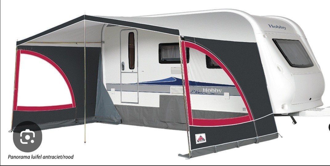Dorema Panorama caravanluifel ROOD, Caravans en Kamperen, Voortenten en Luifels, Zo goed als nieuw, Ophalen
