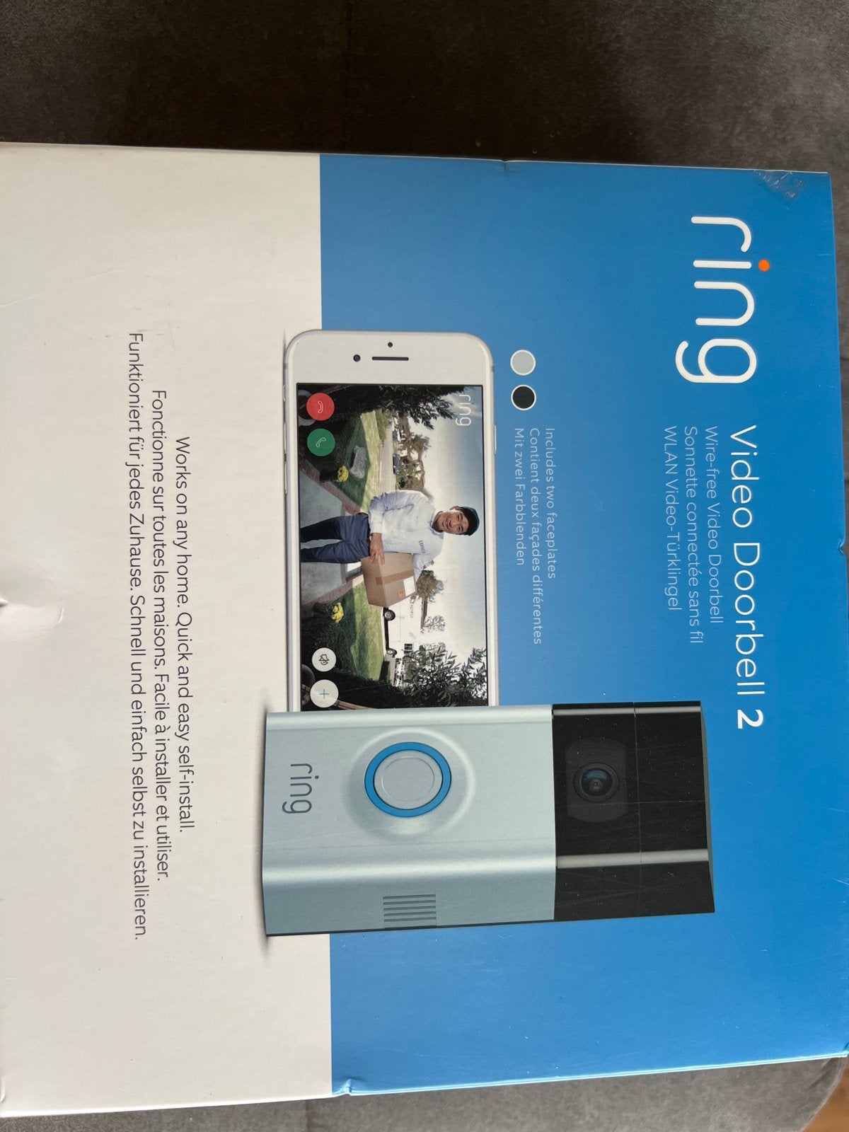 Ring Video Doorbell 2 - Draadloze slimme deurbel, Ophalen, Bewegingsdetectiesensor, Zo goed als nieuw, Draadloos