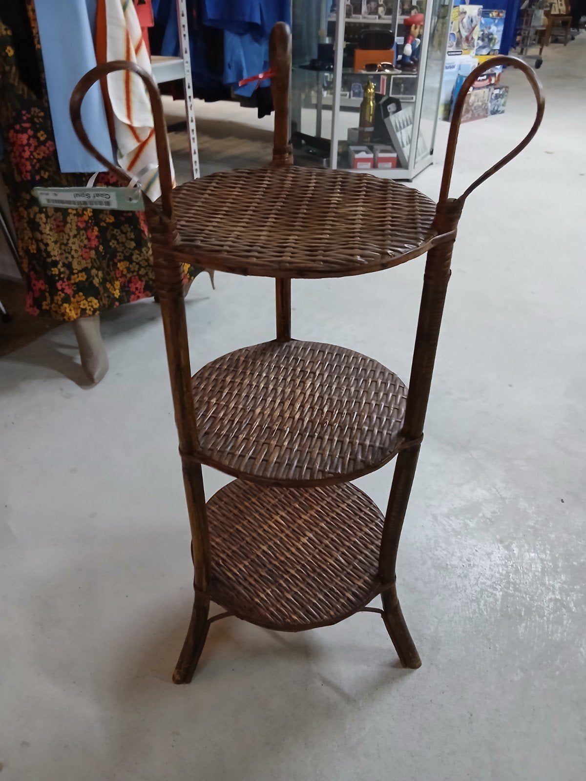 Rotan plantenrekje met 3 etages - Vintage, Ophalen of Verzenden
