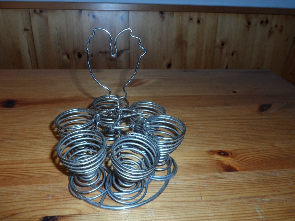 Retro - metalen eierhouder voor 6 eieren, Overige typen, Ophalen of Verzenden, Gebruikt, Metaal