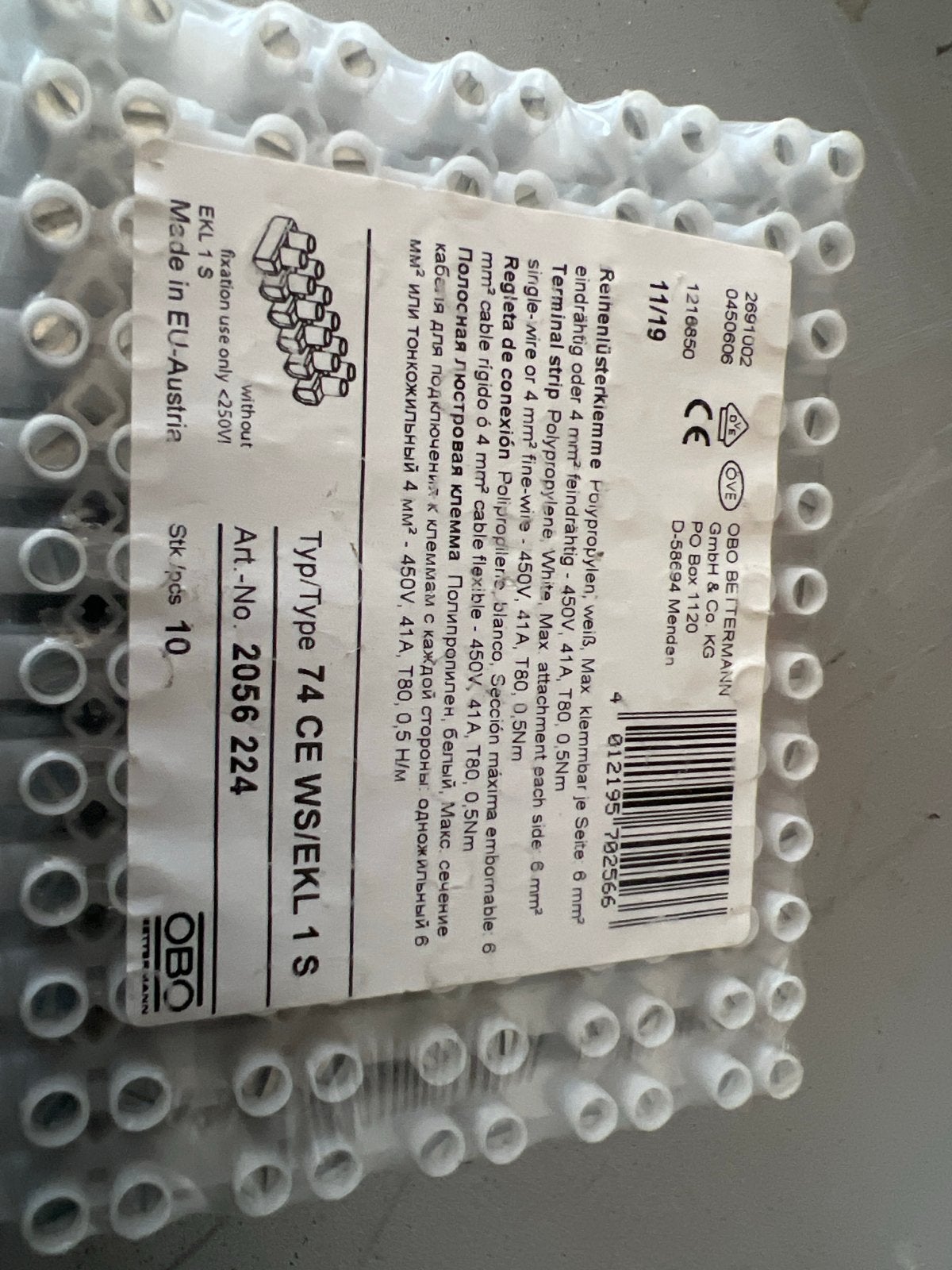 OBO Bettermann Eindrailklemmen 10 stuks, Ophalen of Verzenden, Nieuw, Overige merken, Overige typen