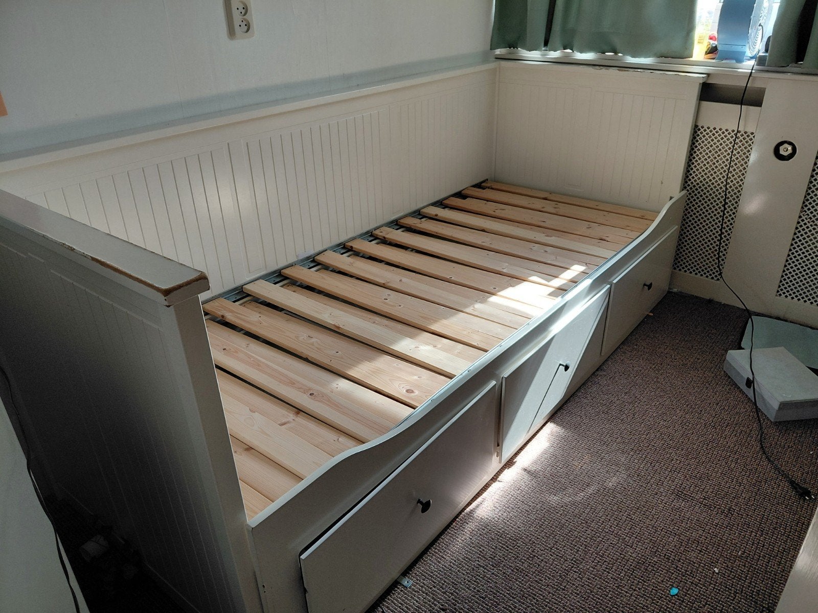 IKEA Uitschuifbed met 3 lades - 80x200/160x200, Ophalen, Wit, Tweepersoons, 200 cm