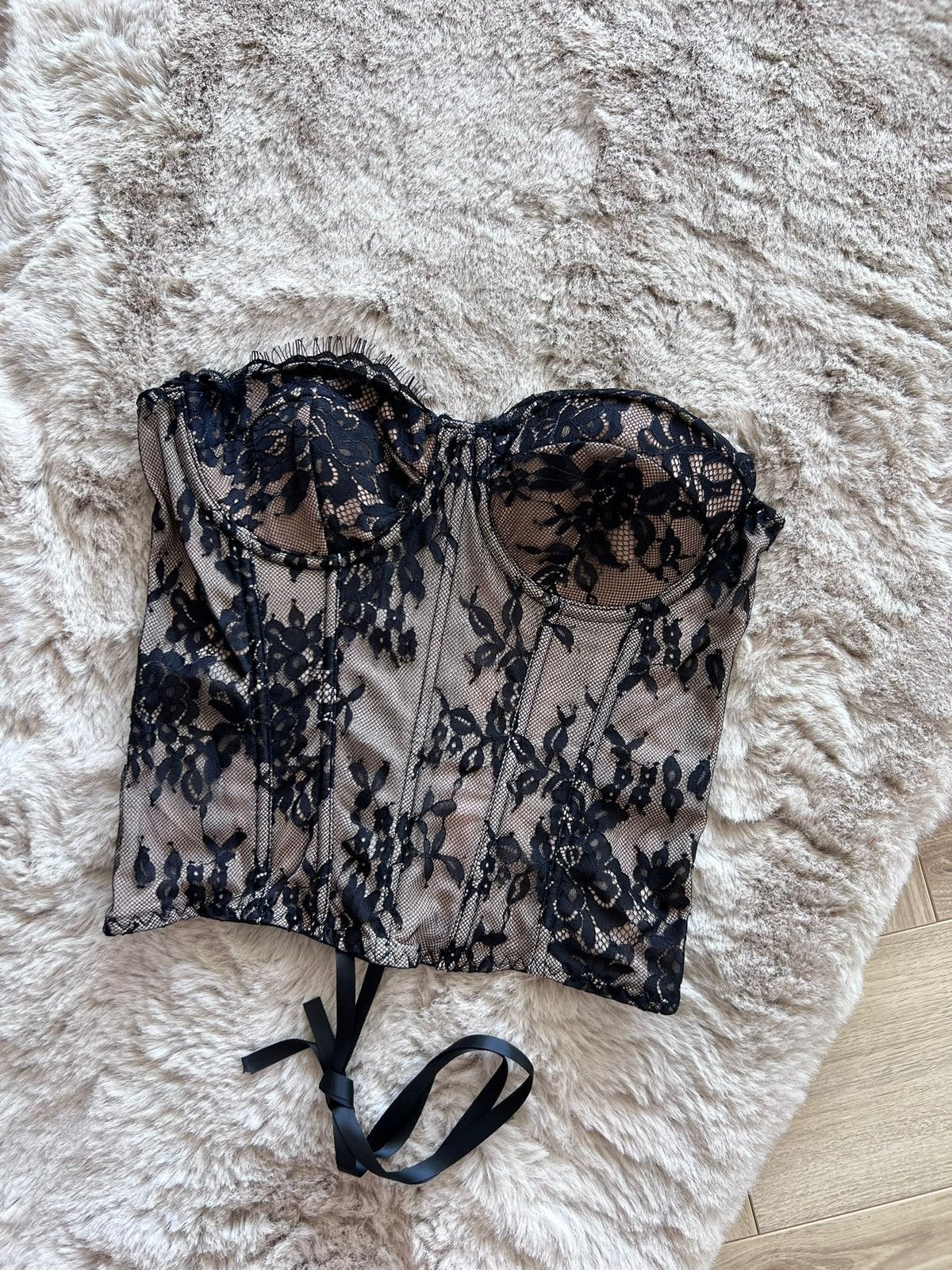 Sexy Zwart Kanten Korset Maat XXS, Ophalen of Verzenden, Zwart, Body of Korset