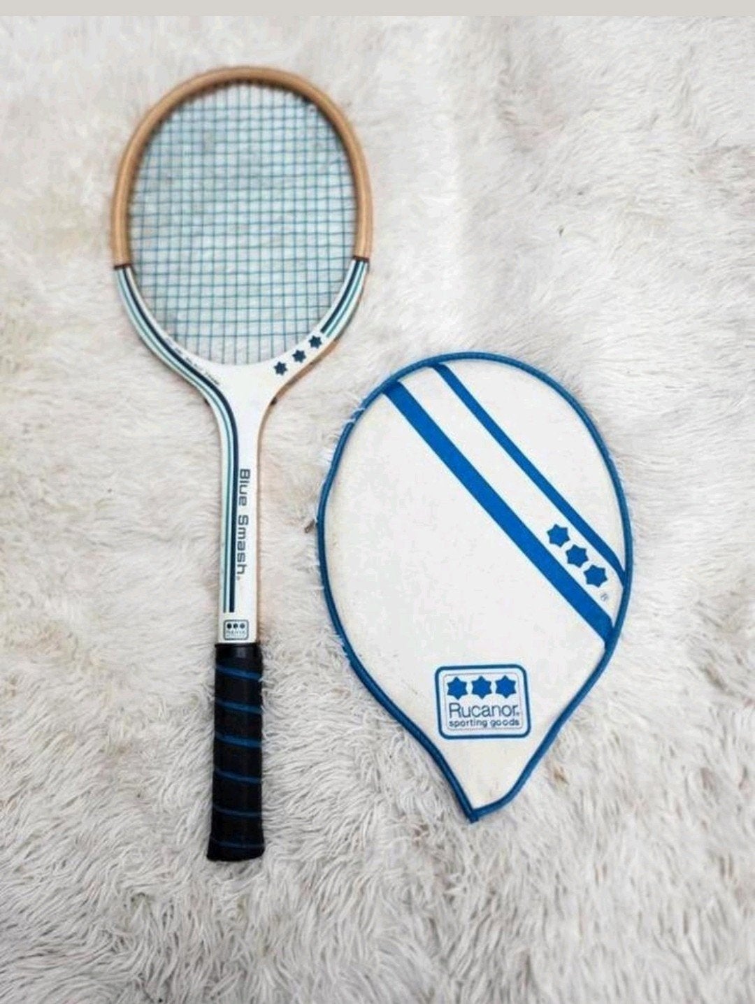 Rucanor Blue Smash Vintage Tennis Racket Collectors item, Sport en Fitness, Ophalen, Racket, Overige merken