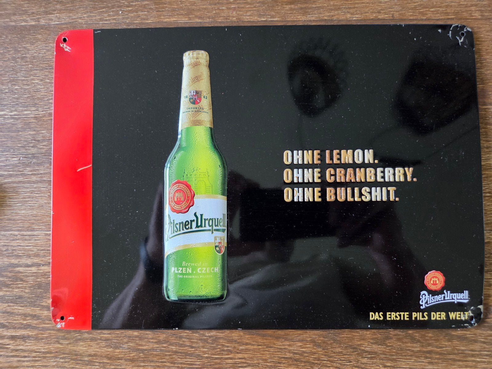 Pilsner Urquell Reclamebord, Ophalen of Verzenden, Gebruikt, Reclamebord, Plaat of Schild