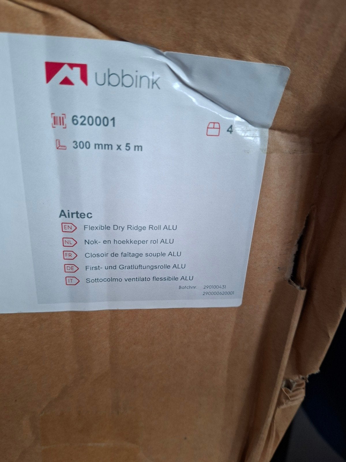 Ubbink Airtec Nok- en Hoekkeper Rol Alu 300mm x 5m, Doe-het-zelf en Verbouw, Overige materialen, Overige typen, Nieuw, Ophalen of Verzenden