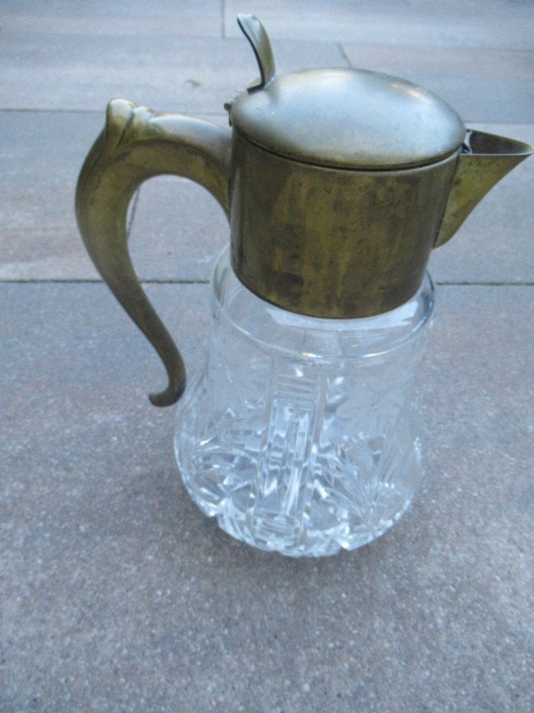 Antieke Sap of Waterkan Met koperen deksel hoog 28 cm € 95, Antiek en Kunst, Antiek | Glas en Kristal, Ophalen of Verzenden